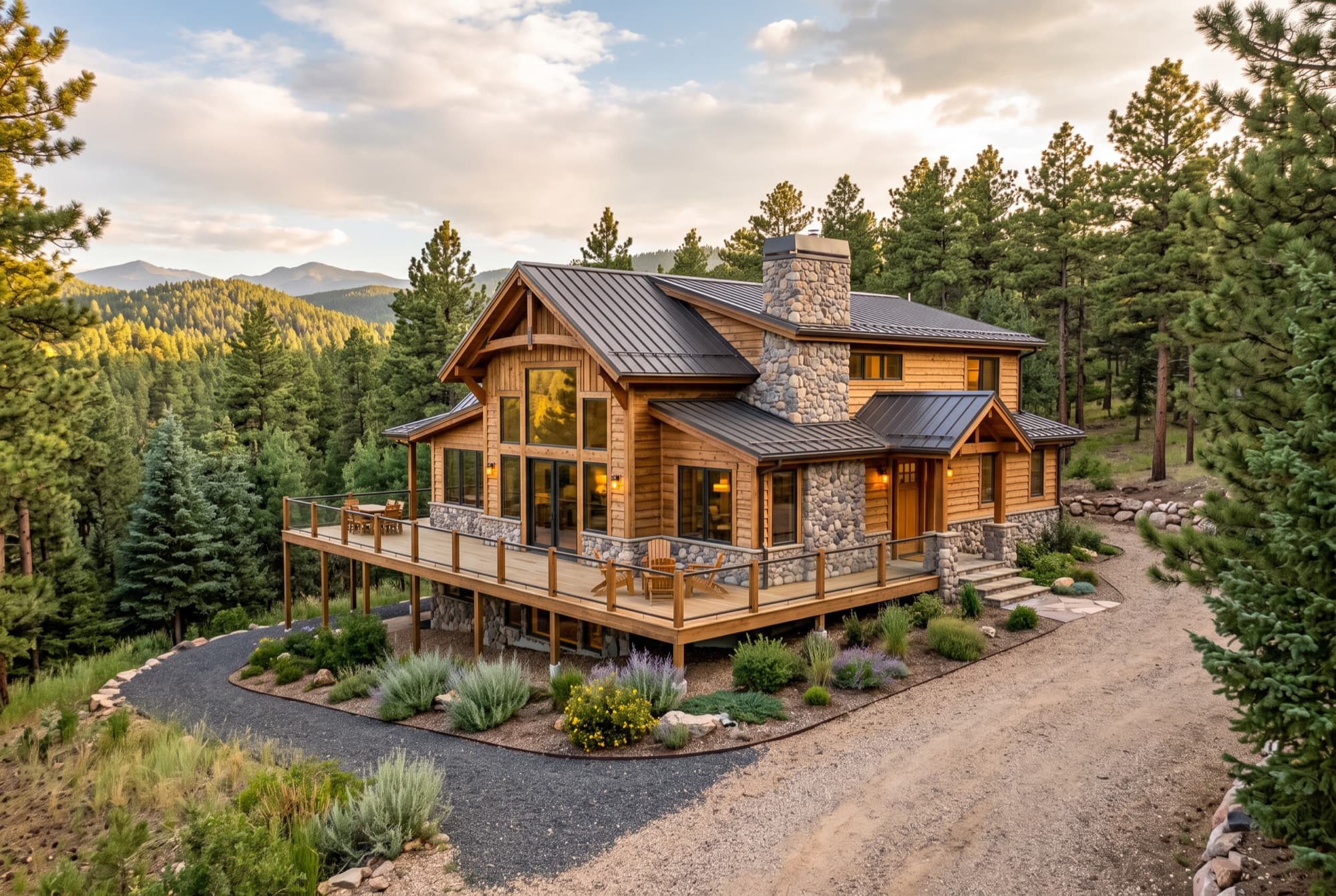 Timber and stone on two wooded acres, Evergreen