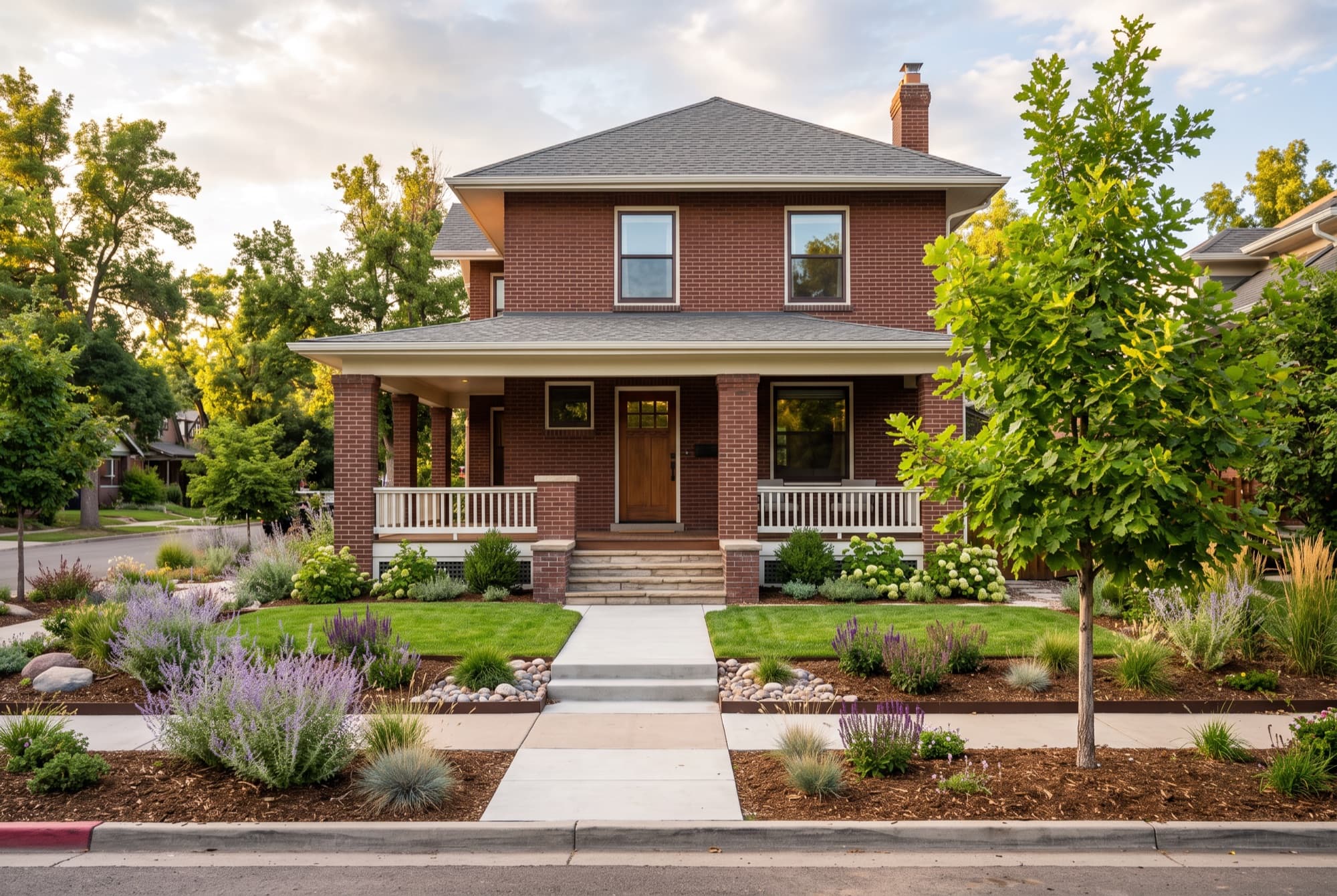 Denver Square with a full front porch, Highland, Denver
